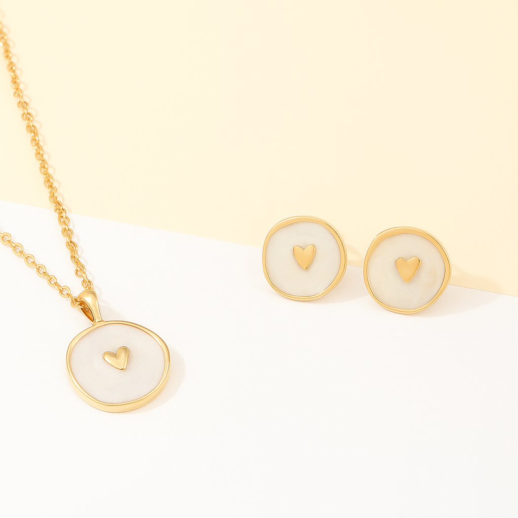 Handmade Heart Necklace & Earrings