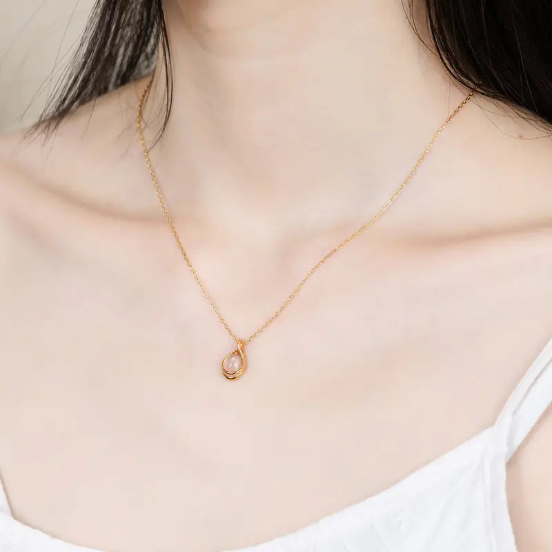 Elysian Tear - Rose Quartz Necklace