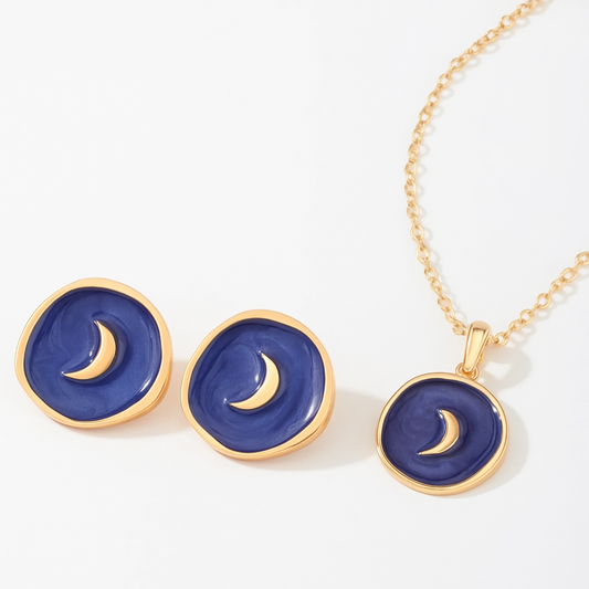 Handmade Crescent Moon Necklace & Earrings