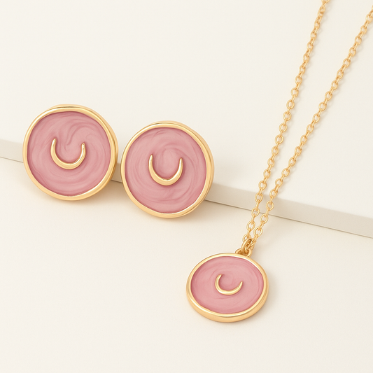Handmade New Moon Necklace & Earrings