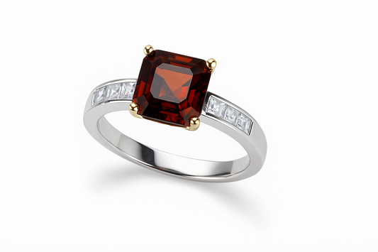 Silver Ring with Red Garnet