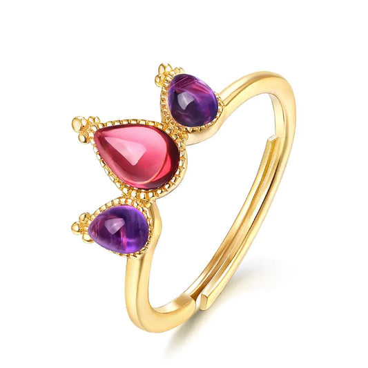 Sterling Silver Garnet Ring (Adjustable)