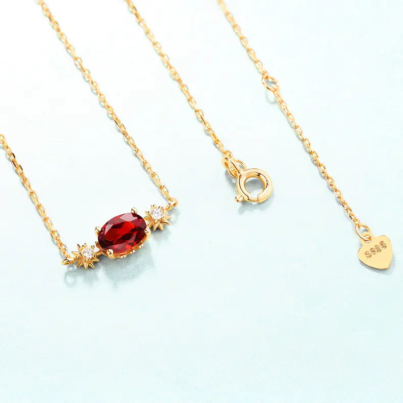 Solara Bloom - Red Garnet Necklace