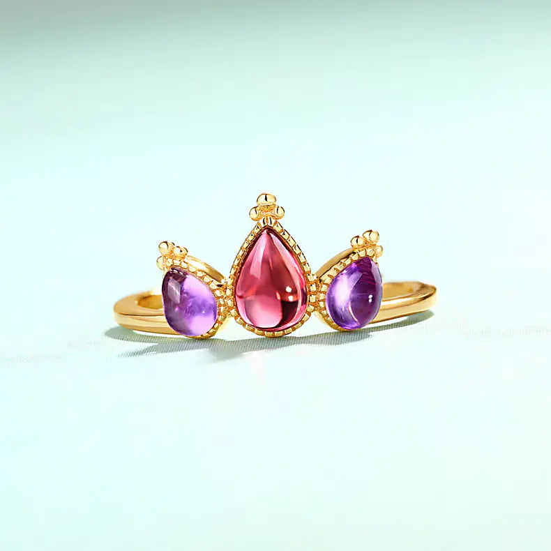 Sterling Silver Garnet Ring (Adjustable)