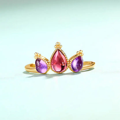 Sterling Silver Garnet Ring (Adjustable)