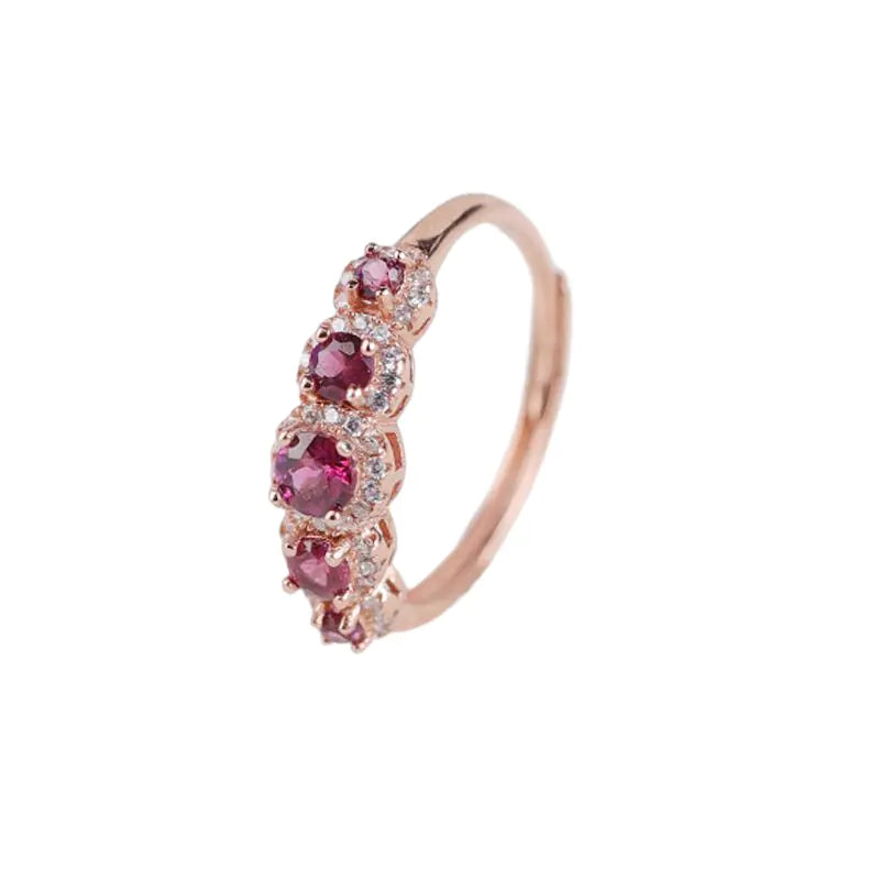 Rose Gold Ring with Purple Garnet