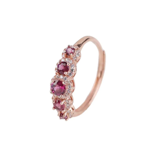 Rose Gold Ring with Purple Garnet