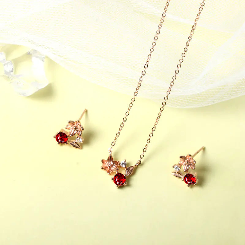 Floria Ember - Red Garnet Necklace