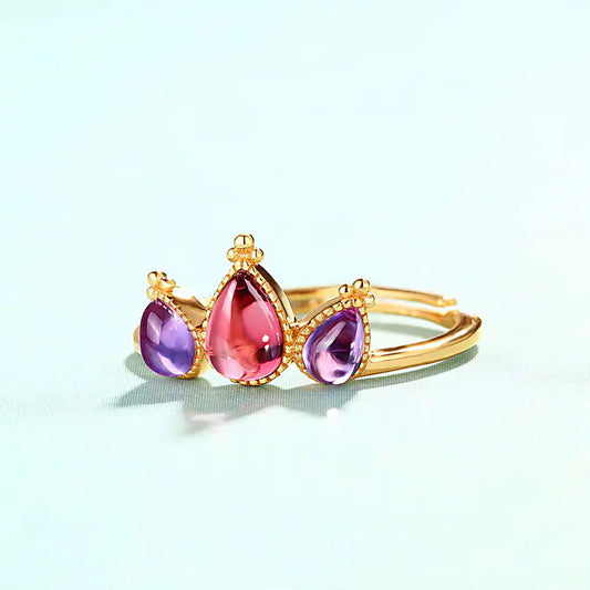 Sterling Silver Garnet Ring (Adjustable)