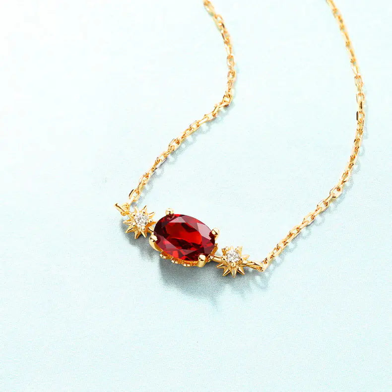 Solara Bloom - Red Garnet Necklace